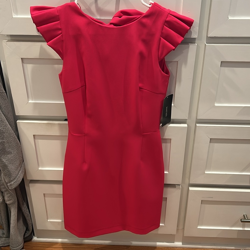 Zara Pink mini open back dress with bow size S new with tags